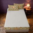 thumbnail image 4 of Homewish Retro Sun Print Zipper Queen Comforter Set with Fitted Sheet and 2 Pillowcases, Tropical Blossoms Zipper Bedding Set, Gray Reversible, 4 of 7