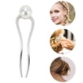 thumbnail image 3 of Unique Bargains 1 Pc Decorative Hairpin U-shaped Faux Pearl Hair Hairpin for Women Silver Tone, 3 of 5