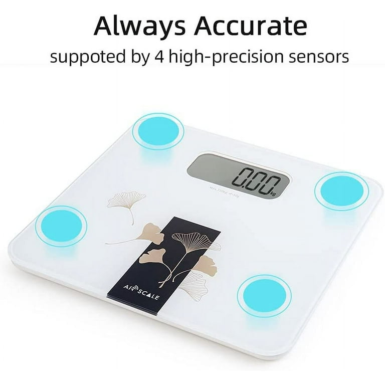 AIRSCALE Stainless Steel Digital Body Weight Bathroom Scales with Backlit  LCD Display, 400lb Capacity, Thinner Portable Scale for Body Weighing