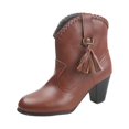 thumbnail image 2 of OKBOP Womens Chunky Heel Mid-Calf Boots-Christmas Mid Calf Boots for Women Fashion Winter Boots for Women Clearance Brown, 2 of 3