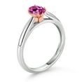 thumbnail image 3 of Gem Stone King 10K 2 Tone Gold Pink Created Sapphire Ring for Women (0.50 Cttw, Gemstone September Birthstone, Oval 6X4MM, Available in Size 5, 6, 7, 8, 9), 3 of 4