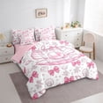 thumbnail image 2 of spefrowx Cute Pearl Shell Twin Bedding for Kids, Pink Princess Bow Coral Bedding Comforter Set, Pink Reversible, 7 Pieces, 2 of 6