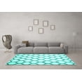 thumbnail image 3 of Ahgly Company Machine Washable Indoor Round Trellis Turquoise Blue Contemporary Area Rugs, 4' Round, 3 of 4
