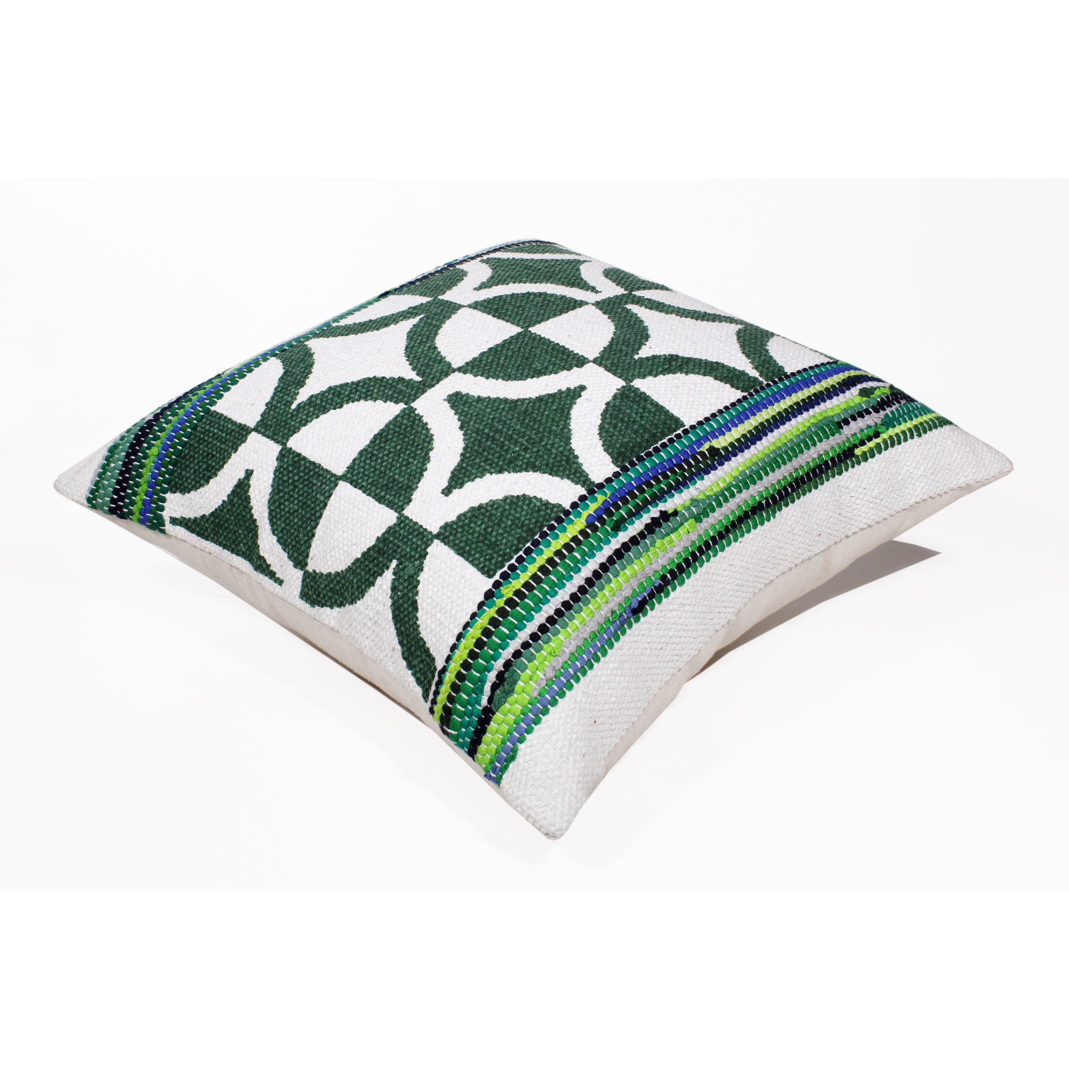 Ox Bay Naomi 20" x 20" Green/Ivory Geometric Cotton Blend Adult Decorative Throw Pillow