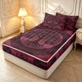 thumbnail image 2 of Homewish Vintage Nature Tree Zipper Queen Comforter Set With Fitted Sheet And 2 Pillowcases,Black Red Bohemian Zipper Bedding Set,Black Reversible,4Pcs, 2 of 8