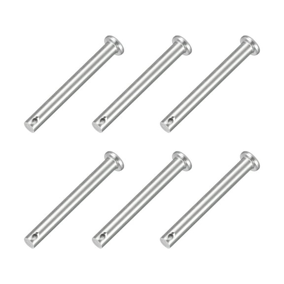 6Pcs 1/4" x 2" Single Hole Clevis Pins, 304 Stainless Steel Flat Head Pins