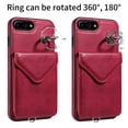 thumbnail image 3 of Allytech iPhone 7 Plus/8 Plus Case with Ring Holder & Shoulder Strap, Retro PU Leather Cards Slots Kickstand Detachable Lanyard Shockproof Wallet Case Cover for Apple iPhone 7 Plus/8 Plus - Red, 3 of 14