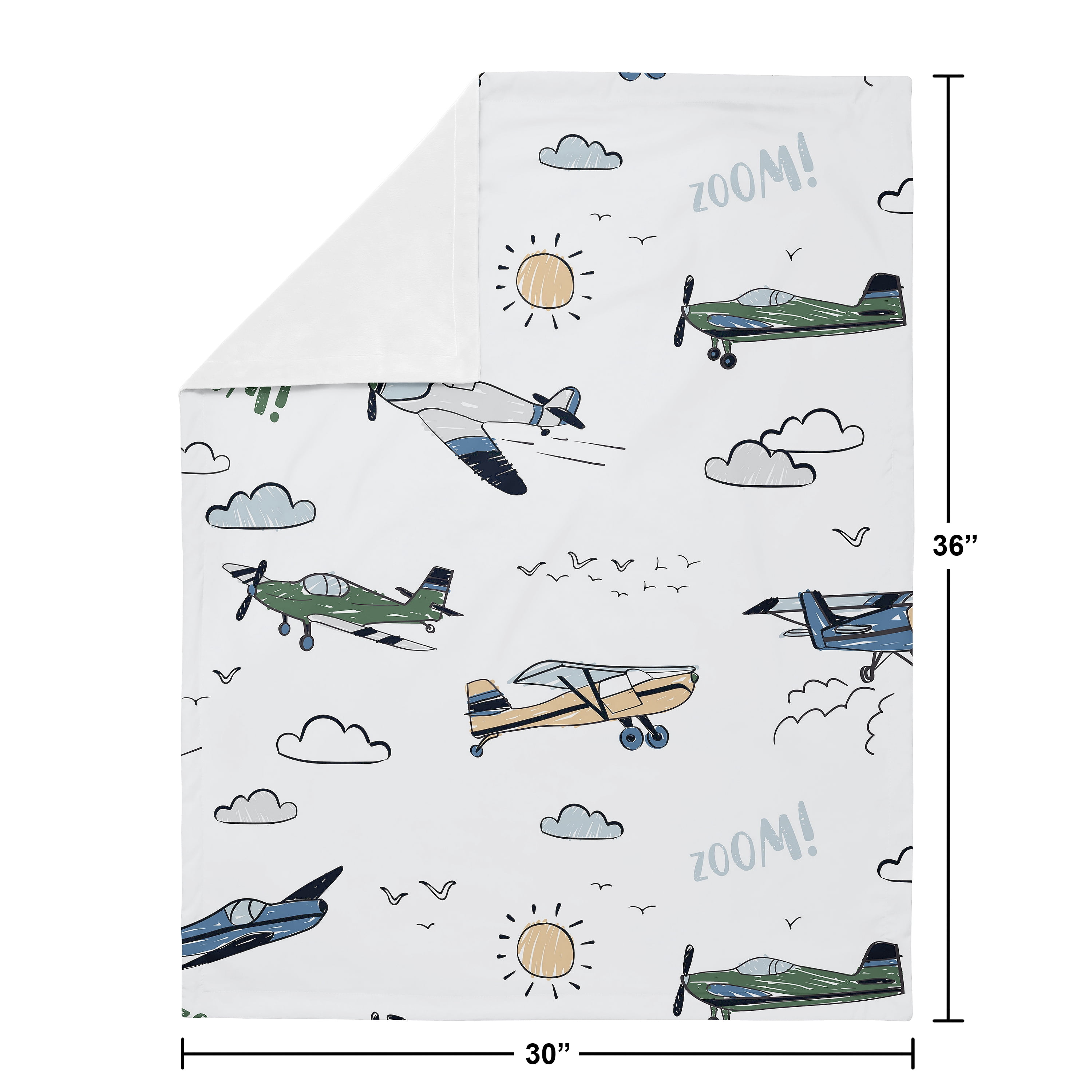 Sweet Jojo Designs Airplane Green and Blue Boy Baby Security Blanket