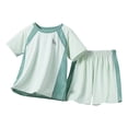 thumbnail image 3 of Amidoa Girls 2 Piece Outfits Summer Clothes T Shirt Short Sleeve and Casual Short Kids Clothing Sets Green Size 12, 3 of 8