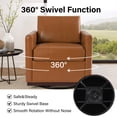 thumbnail image 2 of DREAMSIDEA Swivel Accent Chair for Living Room, Comfortable Swivel Barrel Chair for Bedroom, Faux Leather in Light Brown, 2 of 6