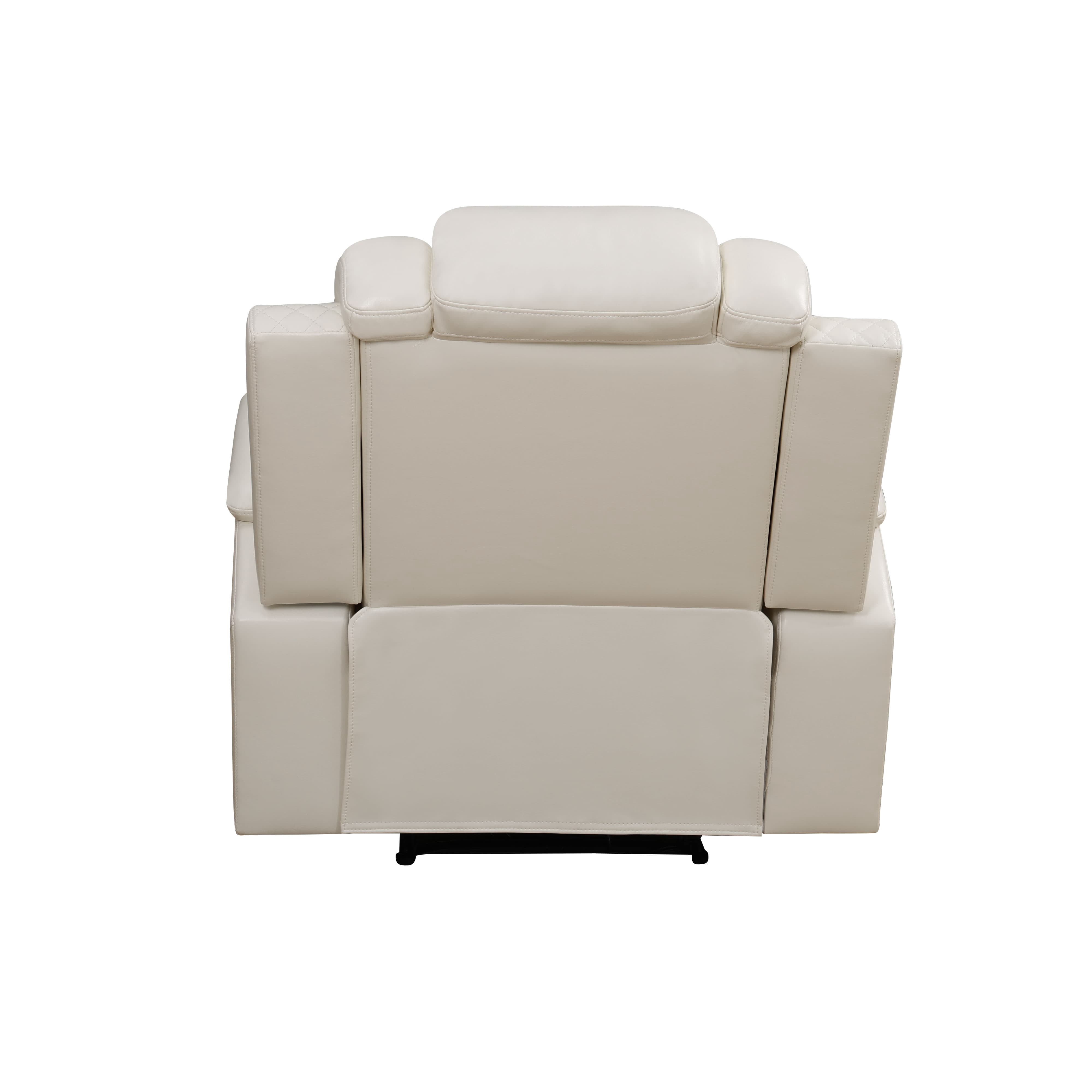 MAYEERTY Power Recliner Chair, Electric Leather Reclining Chair with USB Charging, Storage & Cup Holder for Living Room, White