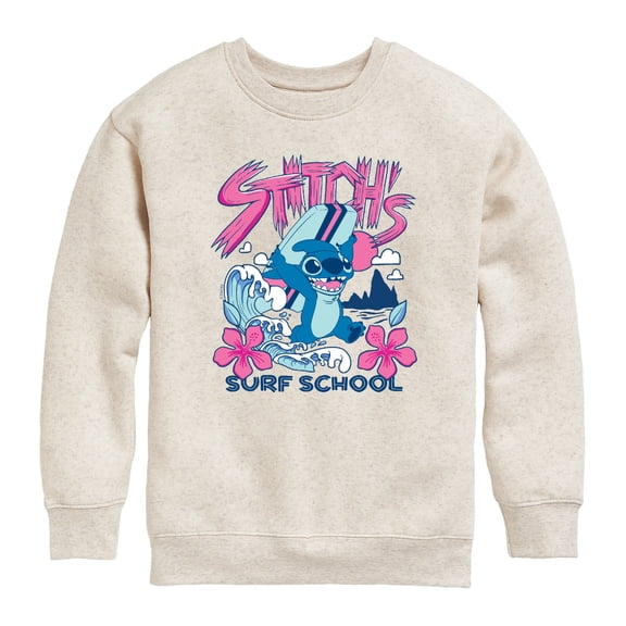 Lilo & Stitch - Stitch Surf School - Youth Boys Crew Fleece Sweatshirt