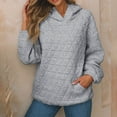 thumbnail image 2 of Womens Blouses Casual Winter Fall Relaxed Fit Hooded Long-sleeved Mitten-Cuff One Shoulder Hoody Graphic Pullover Cotton Hoodie Sweatshirts(Grey,M), 2 of 6