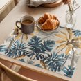 thumbnail image 3 of Navy Blue Brown Placemats Set of 12 Rustic Tropical Botanical Palm Leaves Place Mats Indoor Wipeable Table Mats Washable Cloth Dining Table Placemats for Kitchen Holiday Party Home Decor 13x19 Inch, 3 of 9