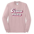 thumbnail image 2 of Wild Bobby, Jesus Vibes Inspirational/Christian Men Long Sleeve Shirt, Light Pink, Large, 2 of 6