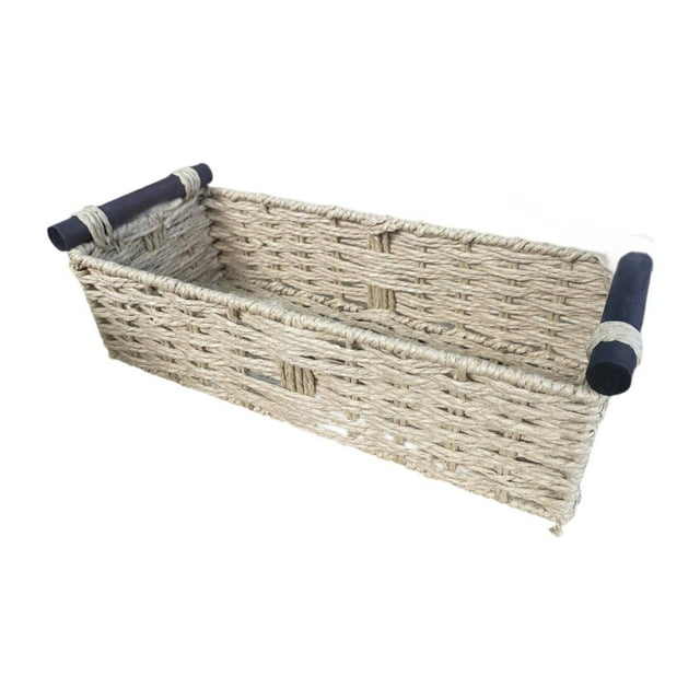 Cesta de almacenamiento, cesta decorativa para estantes, cesta para papel higiénico, cesta de cuerda de papel para Beige