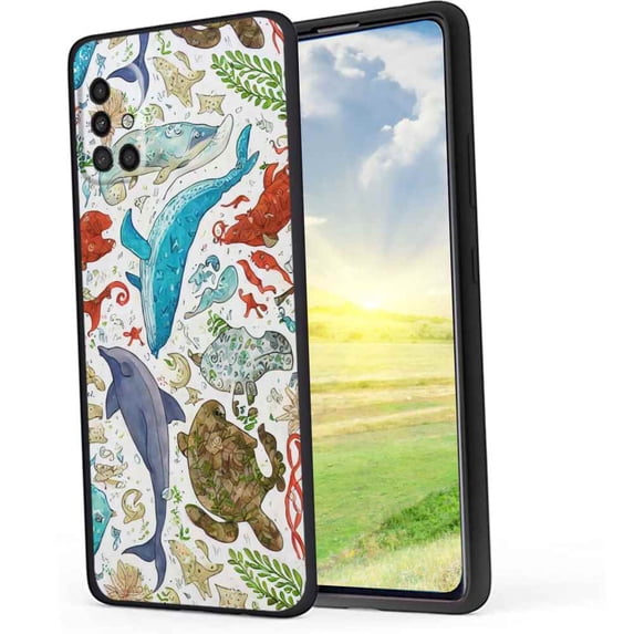 Compatible with Samsung Galaxy A51 4G Phone Case, Whale-64-7-0 Case Men Women, Flexible Silicone Shockproof Case for Samsung Galaxy A51 4G