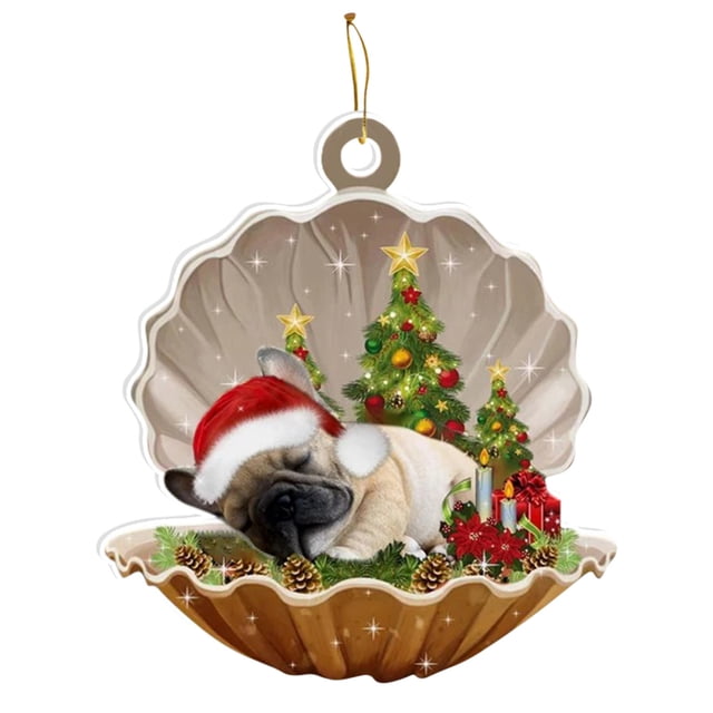 Christmas Tree Ornaments Set with Tree and Dog Designs for Farmhouse Home Decor Holiday Party Hanging Decorations 1 PC