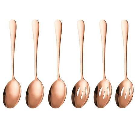 

6 Pieces Serving Spoons Set Serving Spoon Includes 3 Serving Spoons and 3 Slotted Spoons Stainless Steel Buffet Banquet Spoons Large Spoons Utensils Cutlery Set for Kitchen