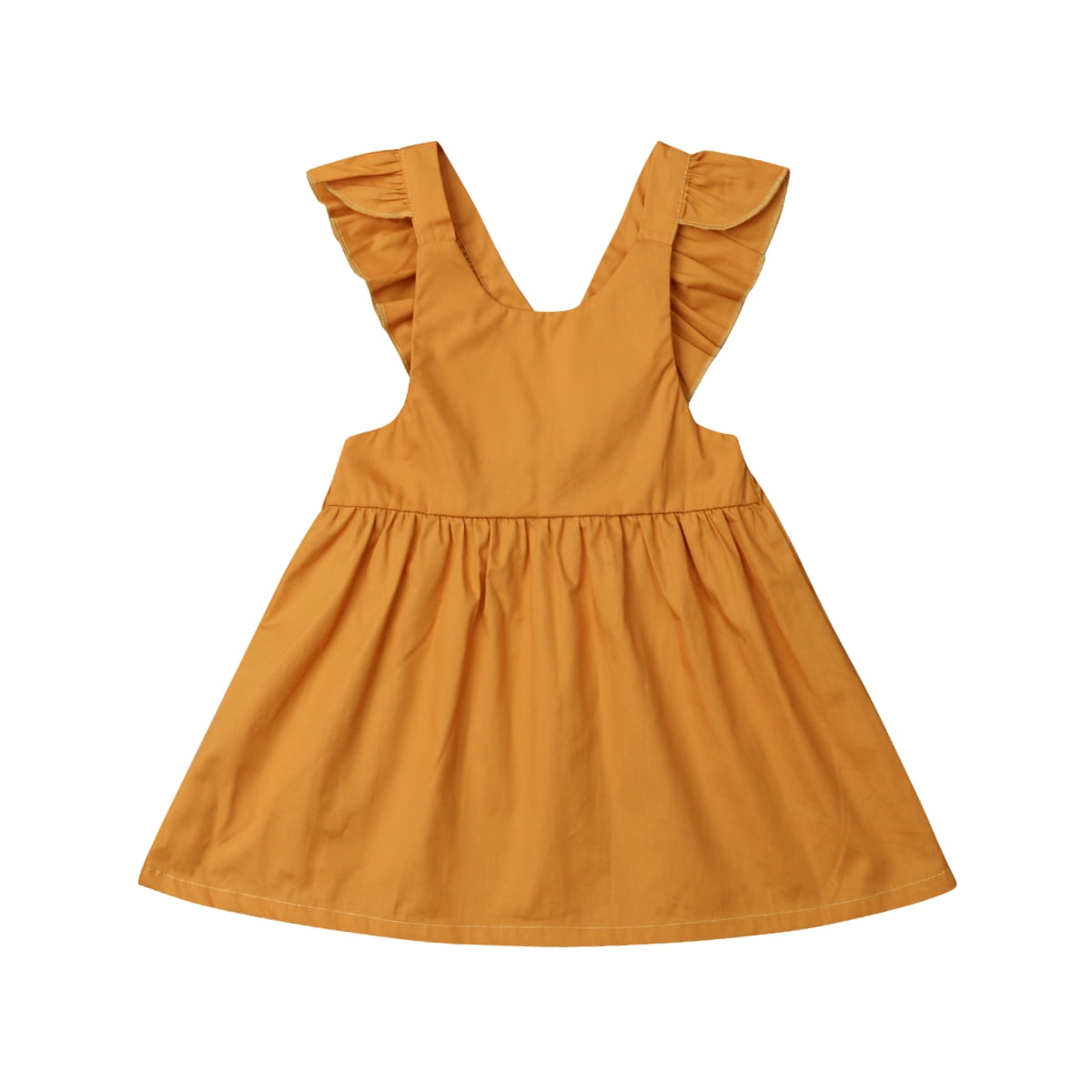 yellow overalls dress