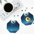 thumbnail image 4 of Vsdgher Night Sky Moon Dolphin Leather Coasters for Drinks, Durable Drink Coasters 4 Set for Tabletop Protection, Luxurious Home Décor and Housewarming Gift ( {designName})Octagon, 4 of 6