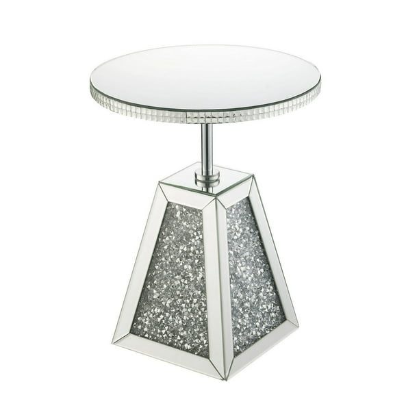 Round Mirrored Accent Table With, Round Mirrored Accent Table
