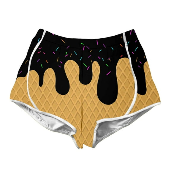 LIIPEE Girls Boys Sports Shorts Summer Comfortable Casual Ice Cream Printed Elastic Waist Shorts Toddler Leisure Outdoor Sports Shorts,Black,2-3 Years