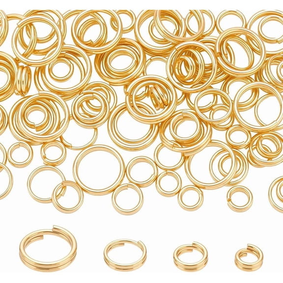 PH 100pcs 24K Gold Plated Split Rings Golden Double Jump Rings 4/5/6/8mm Double Loop Key Ring Small Brass Linking Connector Ring for Pendants Key Chains Jewelry Making Crafting Fishing Gold