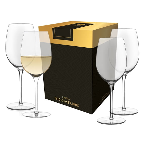 Libbey Signature Kentfield Estate All-Purpose Wine Glasses, 16-Ounce, Set of 4, Made in USA, Dishwasher Safe, Gift Box