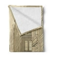 thumbnail image 2 of Jazz Music Soft Flannel Fleece Throw Blanket, Illustration of a Guitarist in an Old Street of New York Buildings Music Cityscape, Cozy Plush for Indoor and Outdoor Use, 50" x 60", Beige, by Ambesonne, 2 of 5