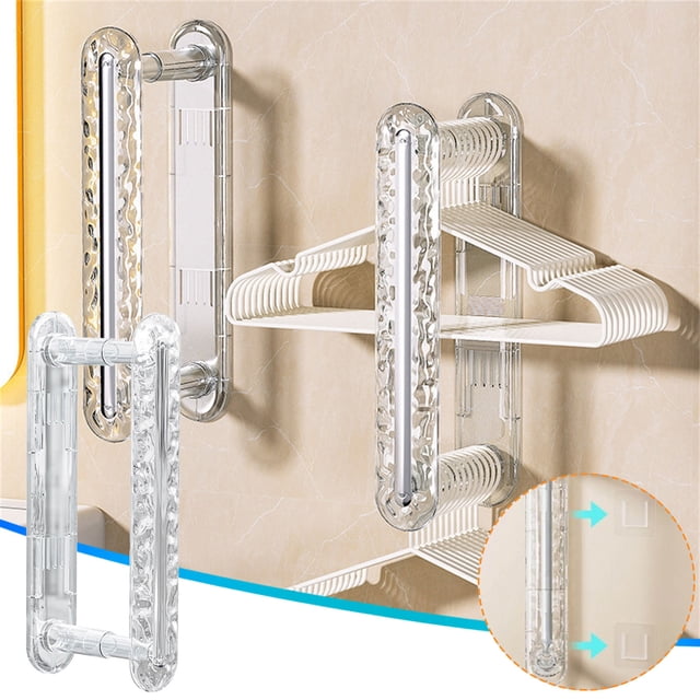 Dianli up to 60% off Gifts Clothes Rack Storage - Weapon Non-perforated Balcony Finishing Multi-function Household Telescopic Wall-mounted Wall-mounted Clothes Storage Rack Holiday Deals
