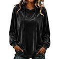 thumbnail image 2 of Hurxie Women Casual Hoodie Velour Long Sleeves Fashion Pullover Loose Fit Tunic Winter Tops Comfy Shirts, 2 of 7