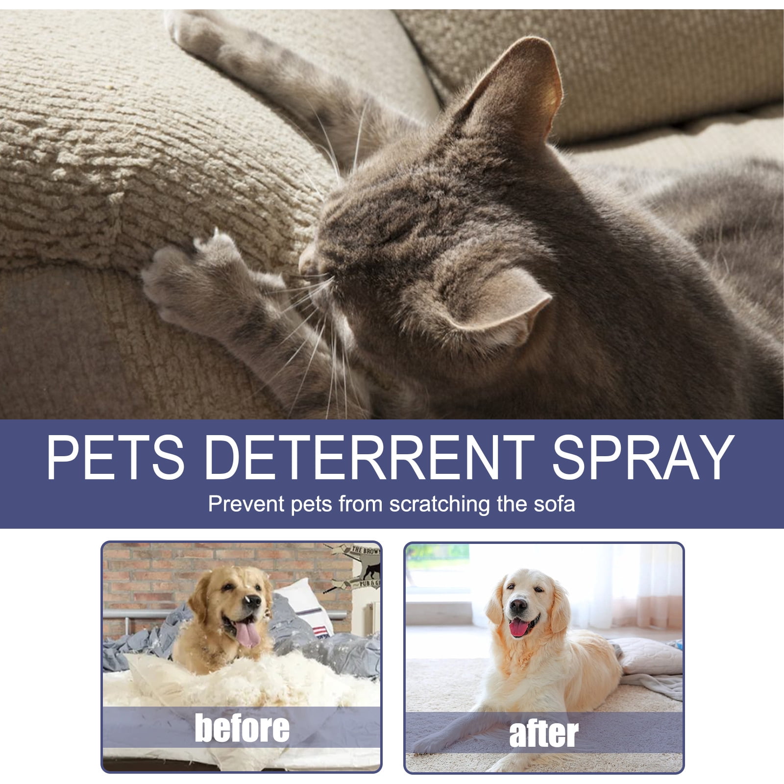 Alvantor Cat Scratch Deterrent Spray, Natural Peppermint Repellent, Anti Scratch Protector for Furniture