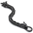 thumbnail image 1 of Pulsera COOLSTEELANDBEYOND Biker Viking con cabezas de lobo negras, 1 of 9