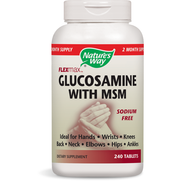Nature's way flexmax glucosamine with msm tablets, sodiumfree, 240 ct