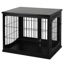 YYAo Doghouse, Puppy Shelter,Dog Crate,Small Dog Cage End Table with Two Opening Sides, Lockable Door, Black