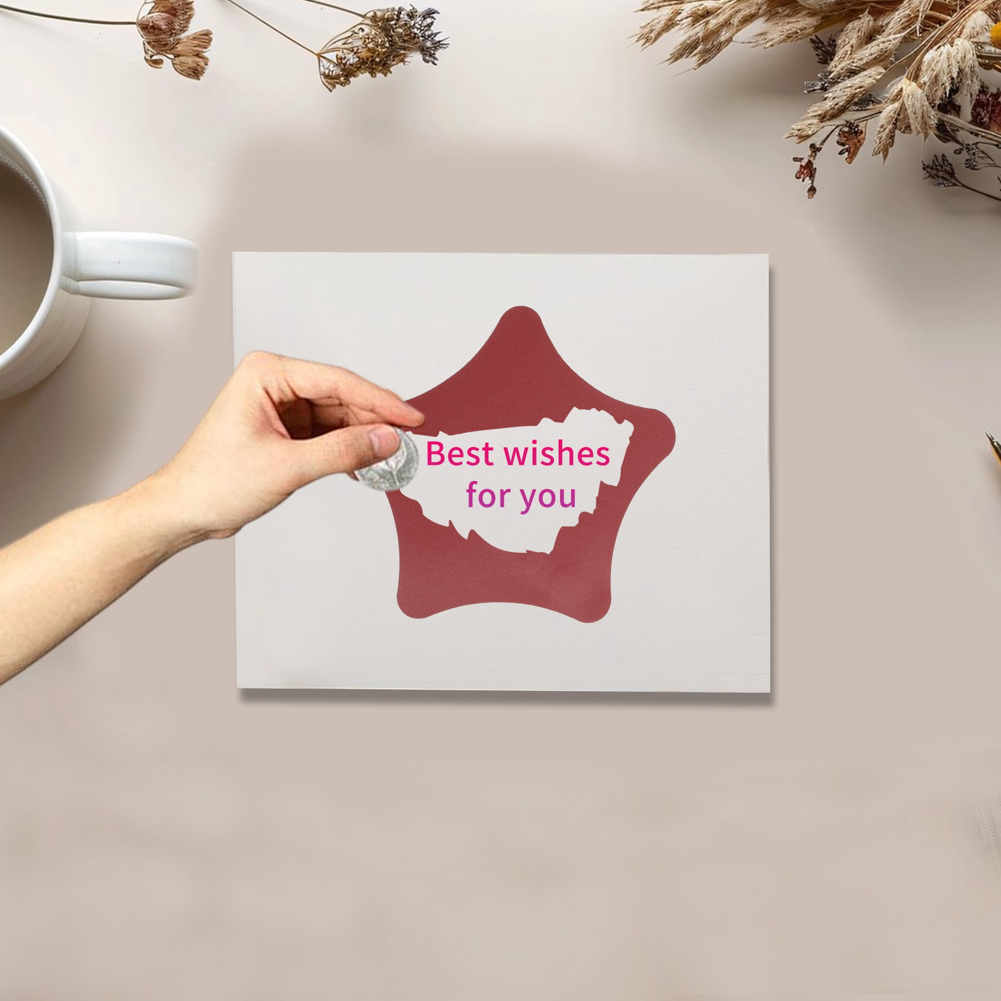 Unique Bargains 50Pcs Surprise Wedding Scratch Stickers 2.36" x 2.36" Red