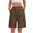 thumbnail image 2 of Only Moment Quick Dry Athletic Shorts cool silk cotton Summer Casual High Waisted Wide Leg Drawstring Lounge Shorts Comfy 2026 Beach Vacation Clothes Brown,2XL, 2 of 9