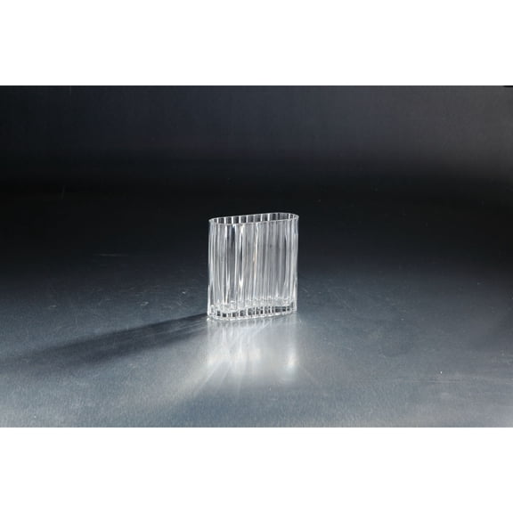 CC Home Furnishings 5.5" Clear Crystal Vertically Ribbed Oval Glass Vase
