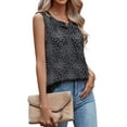 thumbnail image 3 of Uvplove Women's Summer Sleeveless Chiffon Tank Tops Blouses Work Casual V Neck Button Blouses Shirts Tops,US Size XX-Large In Black Dot, 3 of 13