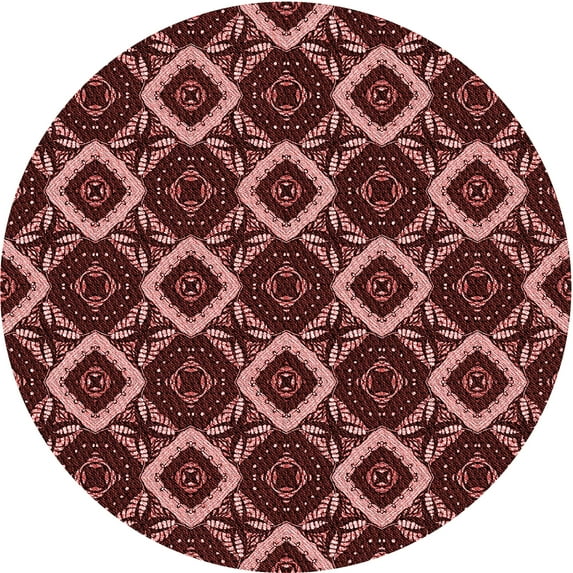 Ahgly Company Machine Washable Indoor Round Transitional Red Red Area Rugs, 3' Round