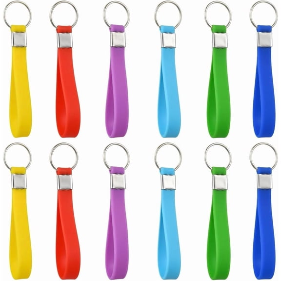 20Pcs Wrist Strap Keychain Wristlet Key Chain Bulk Random Colorful Resin Soft Lightweight Belt Blank Hand Keyring Holder with Iron Ring for DIY Crafting Bag Wallet Cellphone Accessories