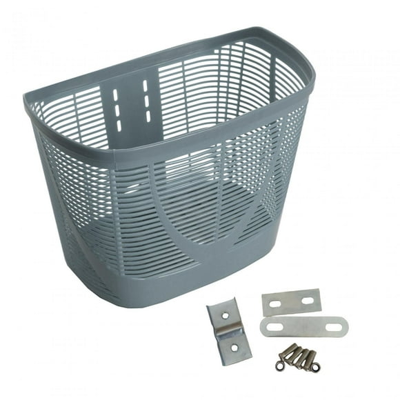 jinwen Bike Basket Carrier Basket for Dog Puppy Cats Front Basket Plastic Easy to Clean Grey