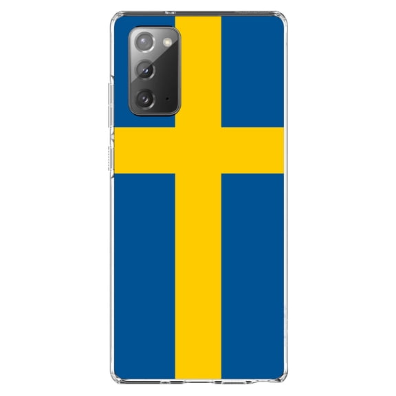 DistinctInk Clear Shockproof Hybrid Case for Galaxy Note 20 ULTRA (6.9" Screen) - TPU Bumper, Acrylic Back, Tempered Glass Screen Protector - Sweden Flag