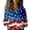 001_Dark Blue, variant on HEILAU 4th of July Shirts for Women American Flag Printed 3/4 Sleeve Button Down Linen Shirt Casual Independence Day Tops
