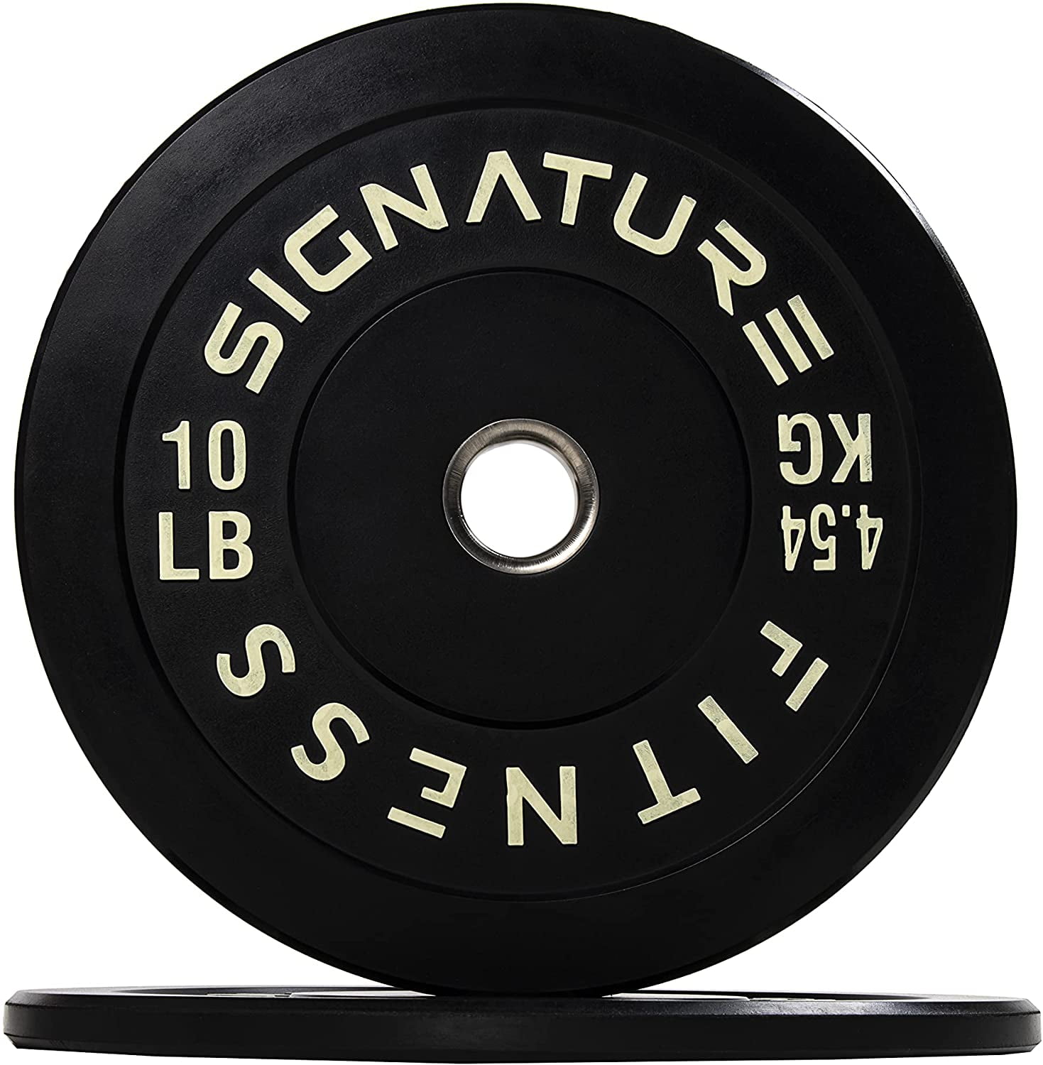 Signature Fitness 2 Olympic Bumper Plate Weight Plates with Steel Hub in Pairs or Sets 100% Virgin Rubber 