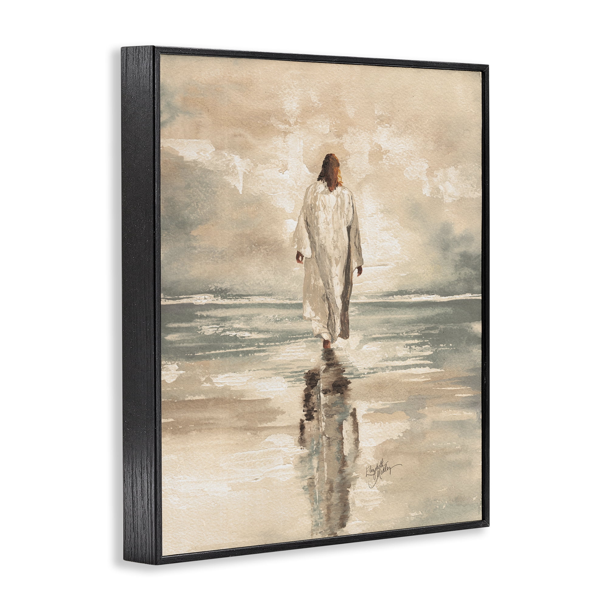 Stupell Industries Jesus Calms The Sea Black Framed Giclee Art, design by Elizabeth Medley