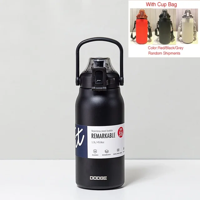 Botella térmica de gran capacidad, botella de agua térmica de acero inoxidable con pajita, taza térmica para agua fría y caliente, taza de vacío para exteriores