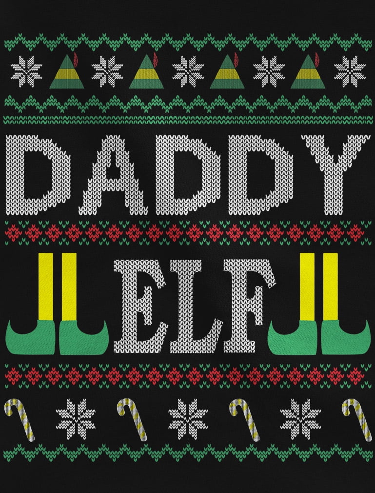 Tstars Mens Ugly Christmas Daddy Elf Dad Shirt Family Elf Gift Father's Day Christmas Gift Funny Humor Holiday Shirts Xmas Party Christmas Gifts for Him Long Sleeve T Shirt - L Black