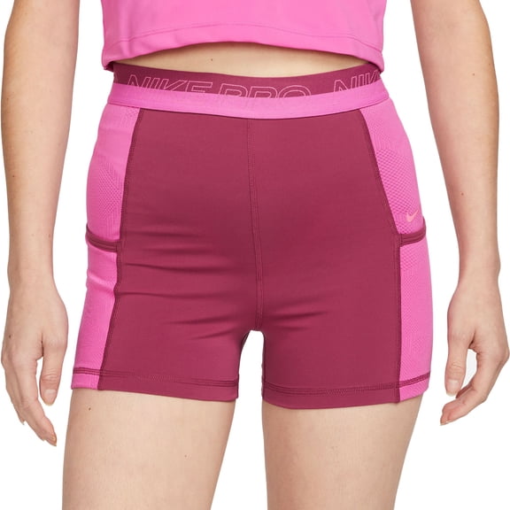 Nike Women's Pro High-Waisted 3" Training Shorts (Rosewood, XL)